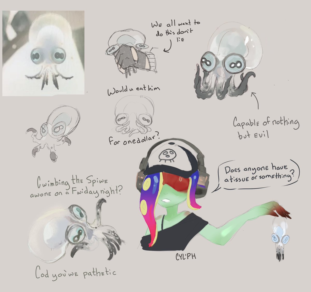 Cyliph's tweet photo. Wet stain of a beast #Splatoon #SideOrder #smollusk https://t.co/T3lsvPzdXQ