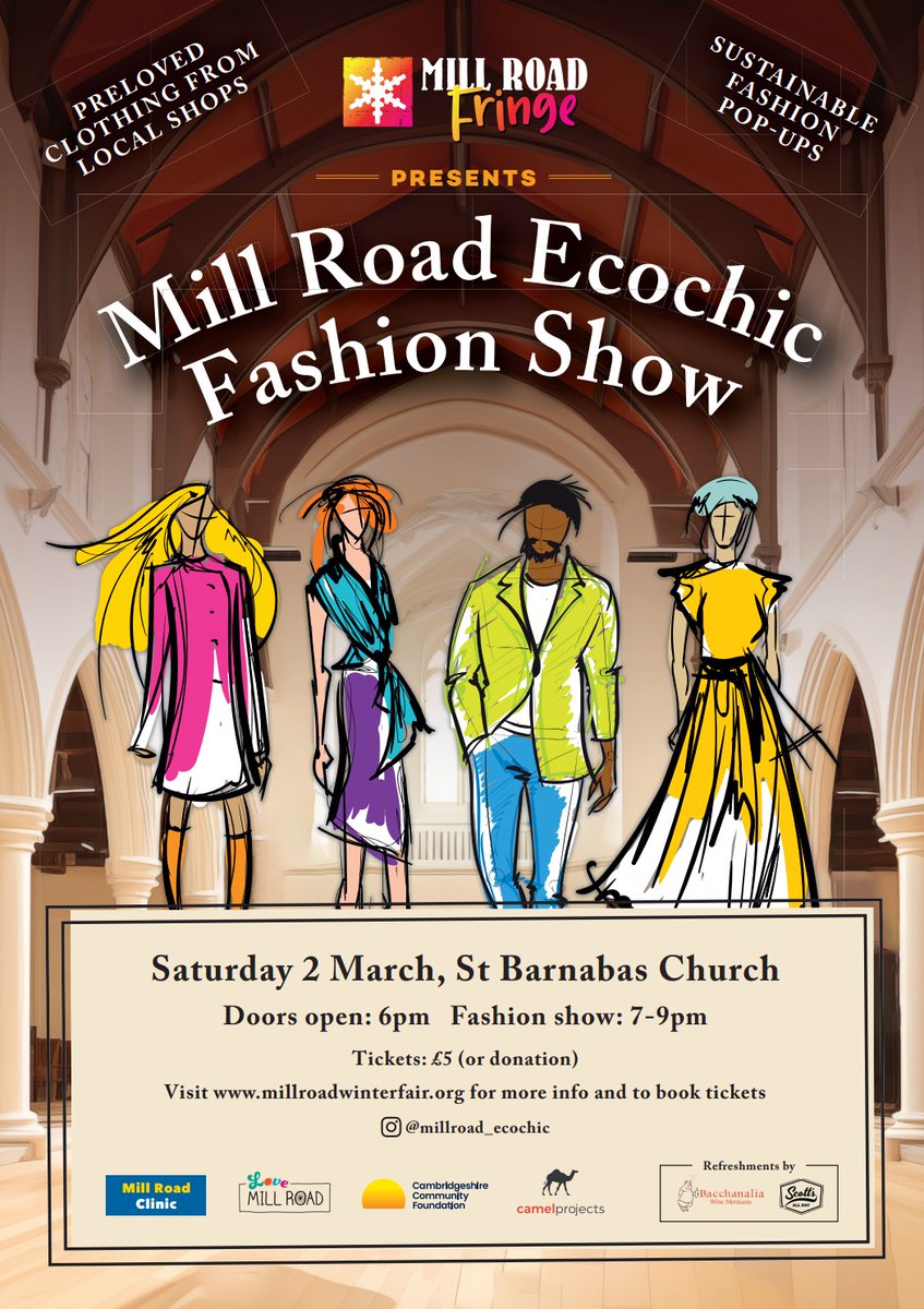 This Saturday! An amazing celebration of all that's great about our fabulous #MillRoad charity &amp; vintage shops - and our Mill Road community. It's going to be an amazing show! Last few tickets available (from Eventbrite) via
millroadwinterfair.org/fashion-show/
