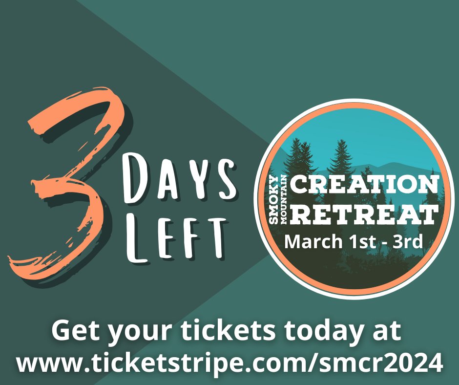 CoreacadInfo's tweet image. Reminder: Ticket sales end at midnight on Wednesday! Visit ticketstripe.com/smcr to reserve your stay now.
The Smoky Mountain Creation Retreat, with special guest Jackson Gravitt, will focus on the entanglement of Creationism and Church History on the theological web.