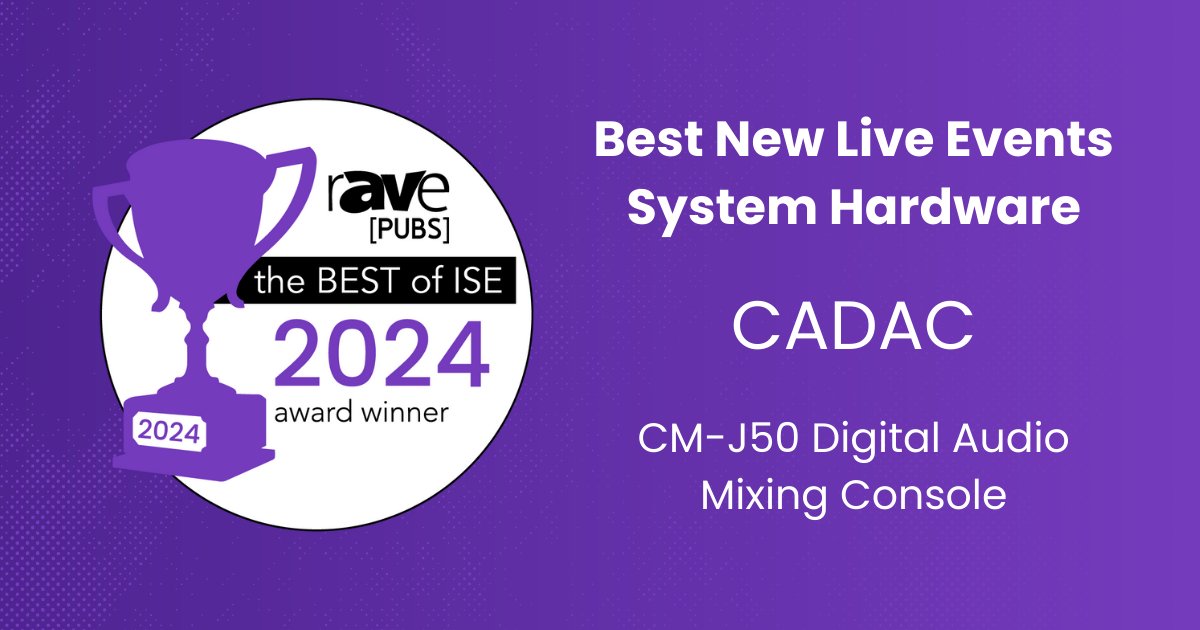 CADAC has won a Best of ISE Award in the Best New Live Events System Hardware category at #ISE2024. <a href="/CadacSound/">CADAC consoles</a> is recognized for its exceptional new product: CM-J50 Digital Audio Mixing Console. 🏆👏 Uncover the full list of winners here: ravepubs.com/congratulation…. 

#AVtweeps