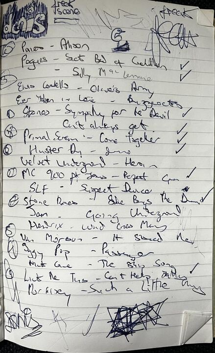 JhassonGeek's tweet photo. I was helping my mum with a bit of a clear out a few weeks back. Came across this exercise book of my brothers from  I’m guessing , 1991, with what looks to be a list for a mixtape. https://t.co/IMBH28m9eR
