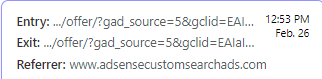 Hash_ppc's tweet image. Hey guys - For the past few weeks, I have been noticing on some users coming from the referring URL is adsensecustomsearchads.com I don&apos;t know what it is.

#googleads #question #paidmarketing