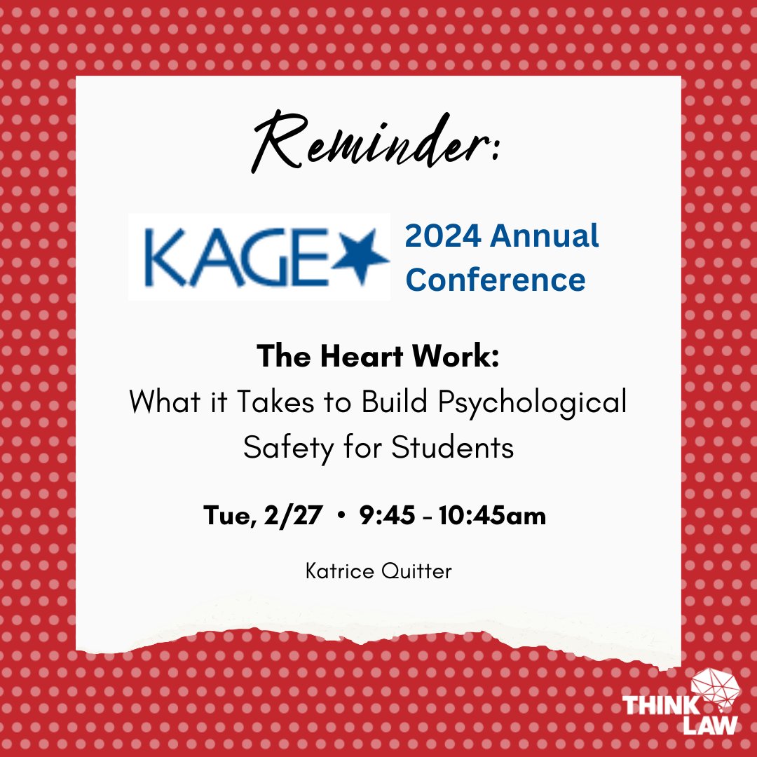 What is psychological safety and how does it foster equity in education? thinkLaw Head of Partnerships Katrice Quitter is breaking it down at @KAGEgifted. What questions do you have about the concept of 'The Heart Work'? Drop them below!