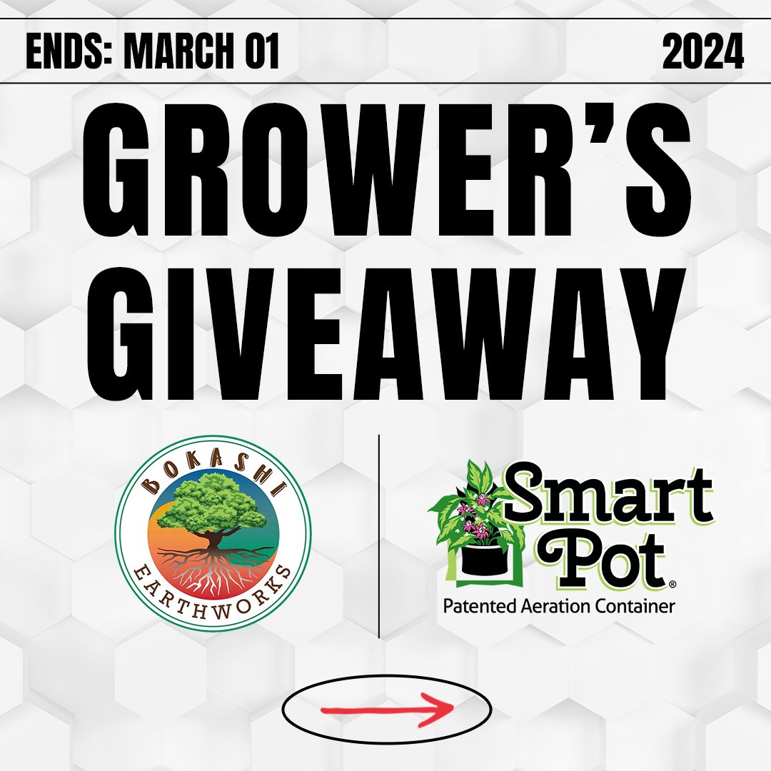 SmartPots's tweet image. GROWERS GIVEAWAY 🌱

@BokashiE x @SmartPots 

🎁SMART POT 2’ x 4’ x 18”, or, 4’ x 4’ x 18” Your choice!
🎁BOKASHI EARTHWORKS 1-Gallon Microbe+
🎁AND MORE!!

ENTER HERE: instagram.com/reel/C30J7-wul…

*No purchase necessary, ends March 1, 2024

#Giveaway