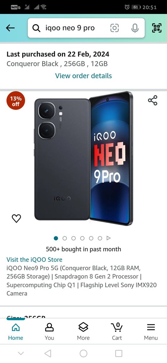 GV1neeth's tweet photo. @amazonIN @IqooInd 

Prebooked iqoo neo 9 pro  (12 256 black )and received 8 256 red. Amazon customer service have denied they wont help with price difference or replacement (on record on call) . What exactly is the point of having a customer service. Hope someone cab help. https://t.co/d3NQyw0pkg