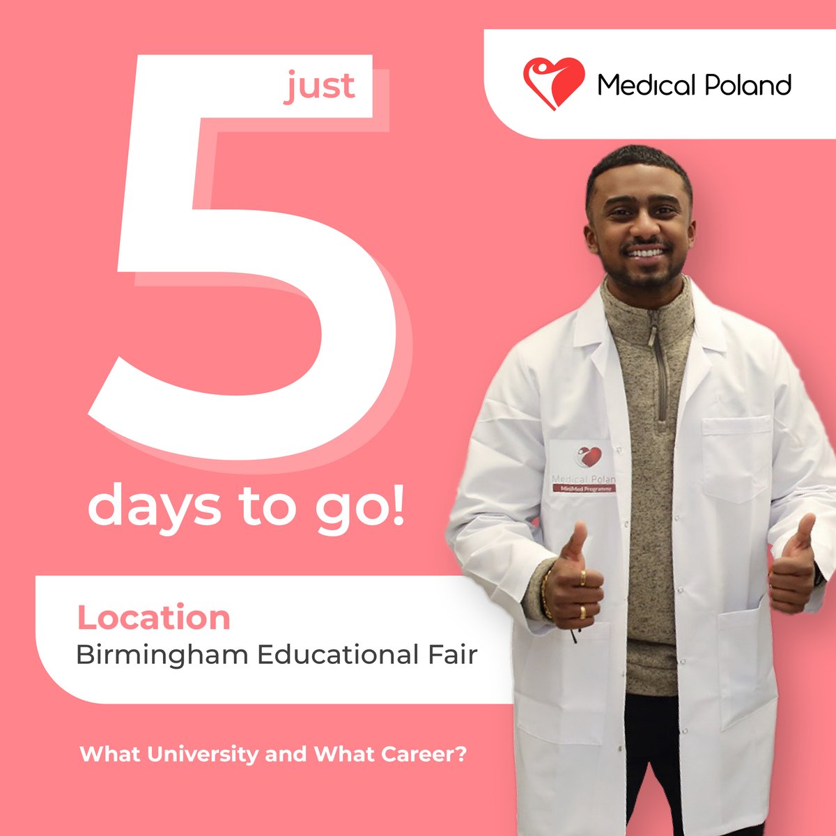 Coming to #Birmingham! We will be at #whatlive Educational Fair. Let's talk with us about #careerprospects #medical #universities in #Poland 📷 Date: 1-2 March #medicine #veterinary @IrishTimes @UnitedKingdomRX @whatcareerlive @Whatuni