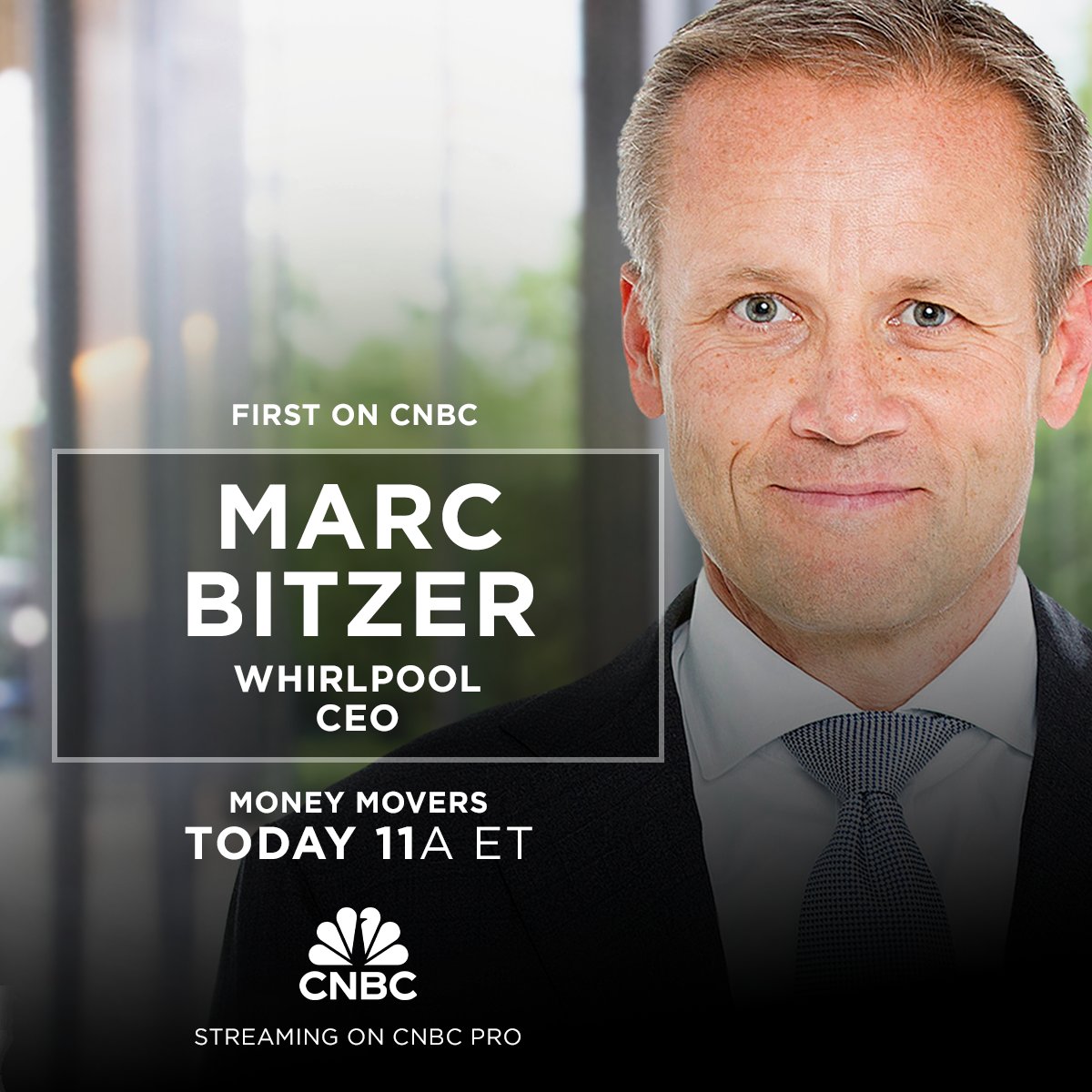 Money Movers (@moneymoverscnbc) on Twitter photo You might say this interview is a must-wash🌀
🚨<a href="/WhirlpoolCorp/">Whirlpool Corporation</a> CEO Marc Bitzer🚨
He'll discuss:
💸 The health of U.S. consumers
💸 Appliance sales & inventory levels
💸 International demand trends
11a ET / 8a PT
Only on <a href="/moneymoverscnbc/">Money Movers</a> You might say this interview is a must-wash🌀
🚨<a href="/WhirlpoolCorp/">Whirlpool Corporation</a> CEO Marc Bitzer🚨
He'll discuss:
💸 The health of U.S. consumers
💸 Appliance sales & inventory levels
💸 International demand trends
11a ET / 8a PT
Only on <a href="/moneymoverscnbc/">Money Movers</a>
