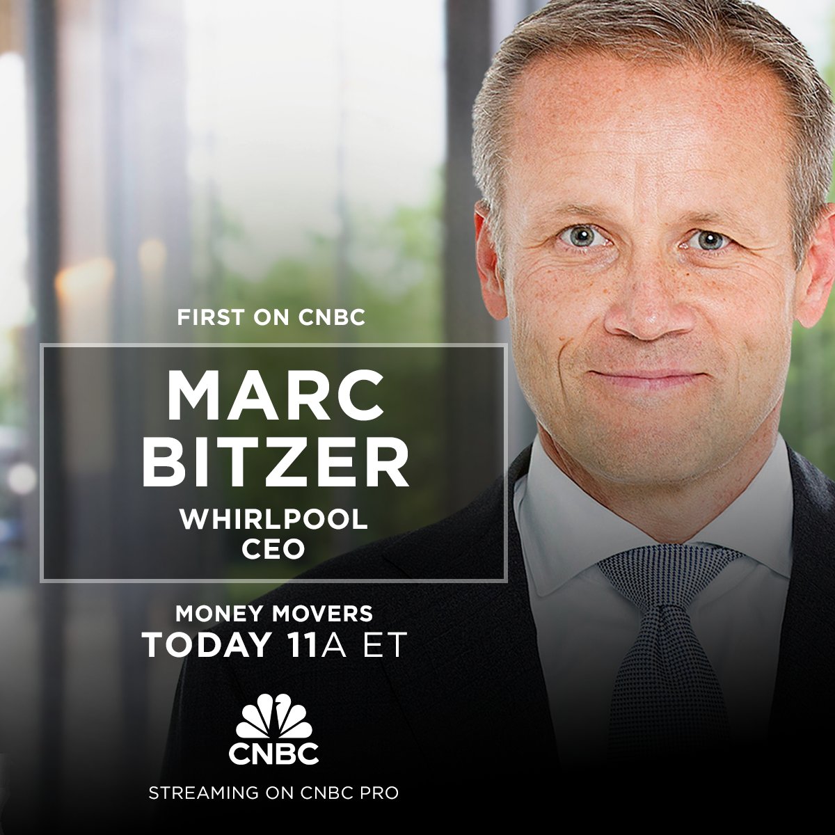 You might say this interview is a must-wash🌀 🚨@WhirlpoolCorp CEO Marc Bitzer🚨 He'll discuss: 💸 The health of U.S. consumers 💸 Appliance sales & inventory levels 💸 International demand trends 11a ET / 8a PT Only on @moneymoverscnbc