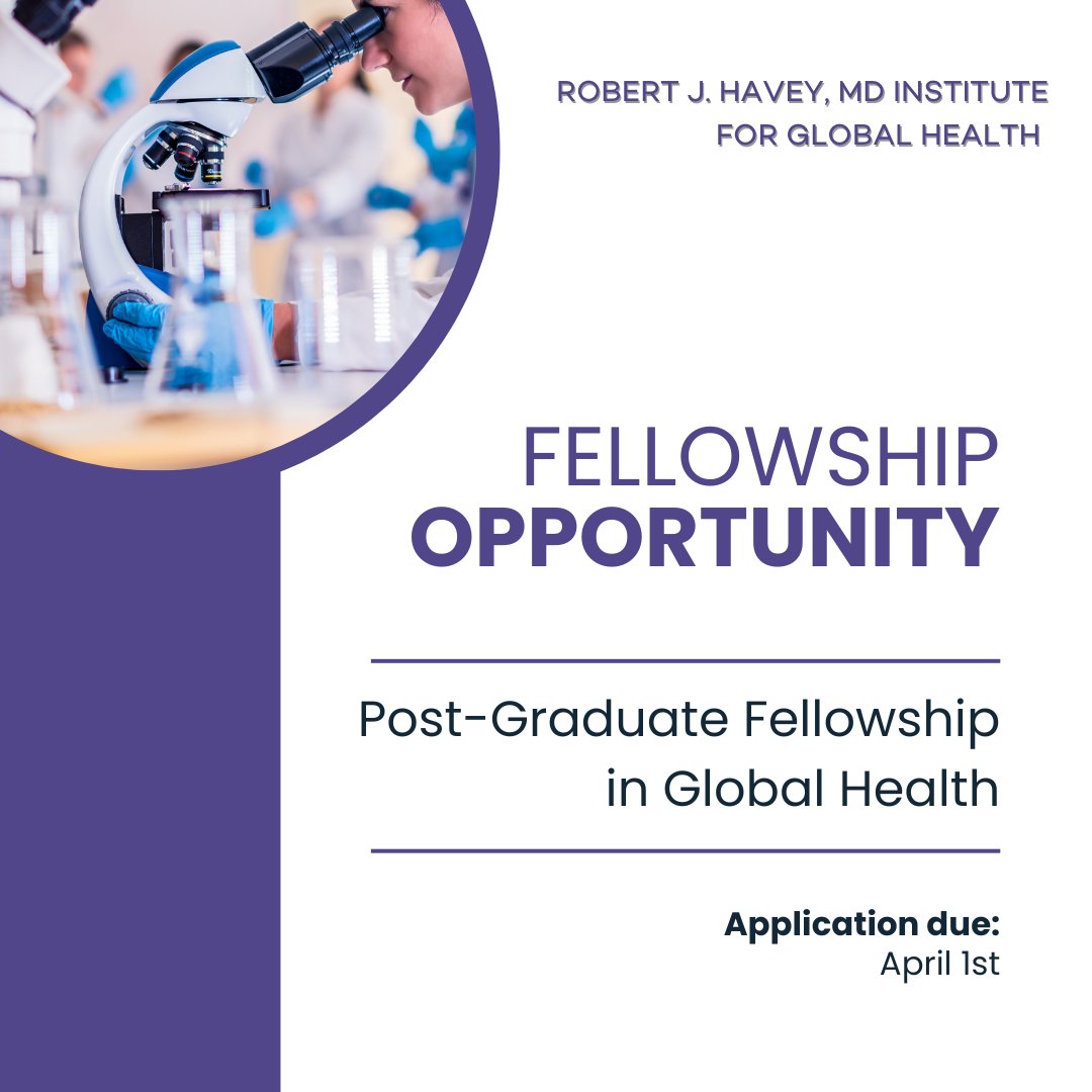 🚨Fellowship Opportunity🚨 Havey Institute for Global Health offers support to postdoctoral research fellows and postdocs enrolled at @NorthwesternU through the Post-Graduate Global Health Fellowship Program. 👇Details and application👇 spr.ly/6013nzrBx
