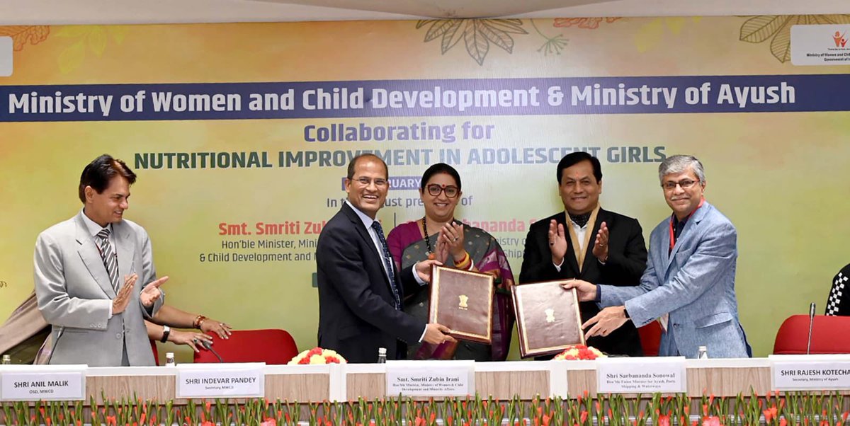 Today, the Ministry of Women and Child Development and the Ministry of Ayush formalised their commitment to ‘Suposhit Bharat’ through the signing of a Memorandum of Understanding (MoU).