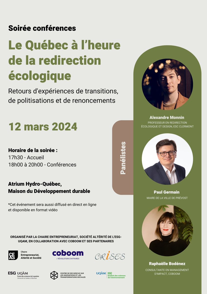 Olivier Germain (@germainoli) on Twitter photo La chaire entrepreneuriat, altérité et société est ravie d’accueillir, avec ses partenaires, <a href="/aamonnz/">Alexandre Monnin</a> une semaine pour une série de conférences et rencontres autour notamment de la redirection écologique, de l’anthropocene et des communs négatifs. La chaire entrepreneuriat, altérité et société est ravie d’accueillir, avec ses partenaires, <a href="/aamonnz/">Alexandre Monnin</a> une semaine pour une série de conférences et rencontres autour notamment de la redirection écologique, de l’anthropocene et des communs négatifs.