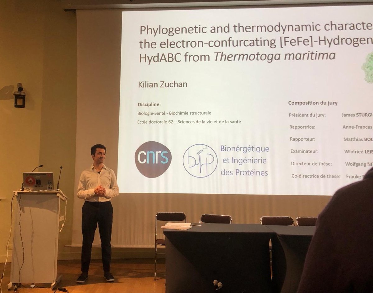 I'm very happy of having successfully defended my PhD thesis on the electron-bifurcating [FeFe]-hydrogenase Hyd last Friday! Even with one jury-member via Zoom the discussions highlighted in my eyes the need for further investigations on proton-coupled electron transfer.
