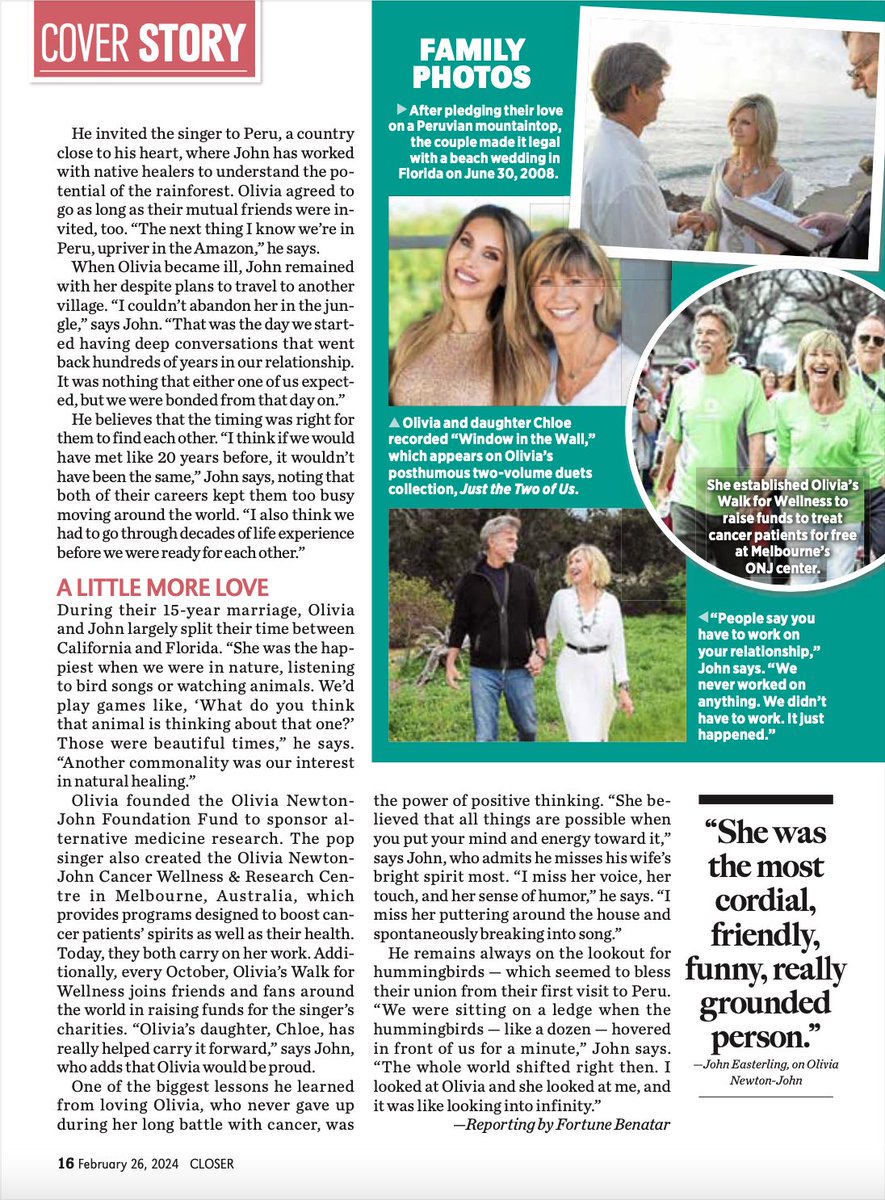 ‘The Olivia Newton-John Only I Knew’ - Get an inside look at John Easterling’s beautiful love story with Olivia ❤️

Written by Louise A. Barile for the February 26th issue of Closer Magazine
