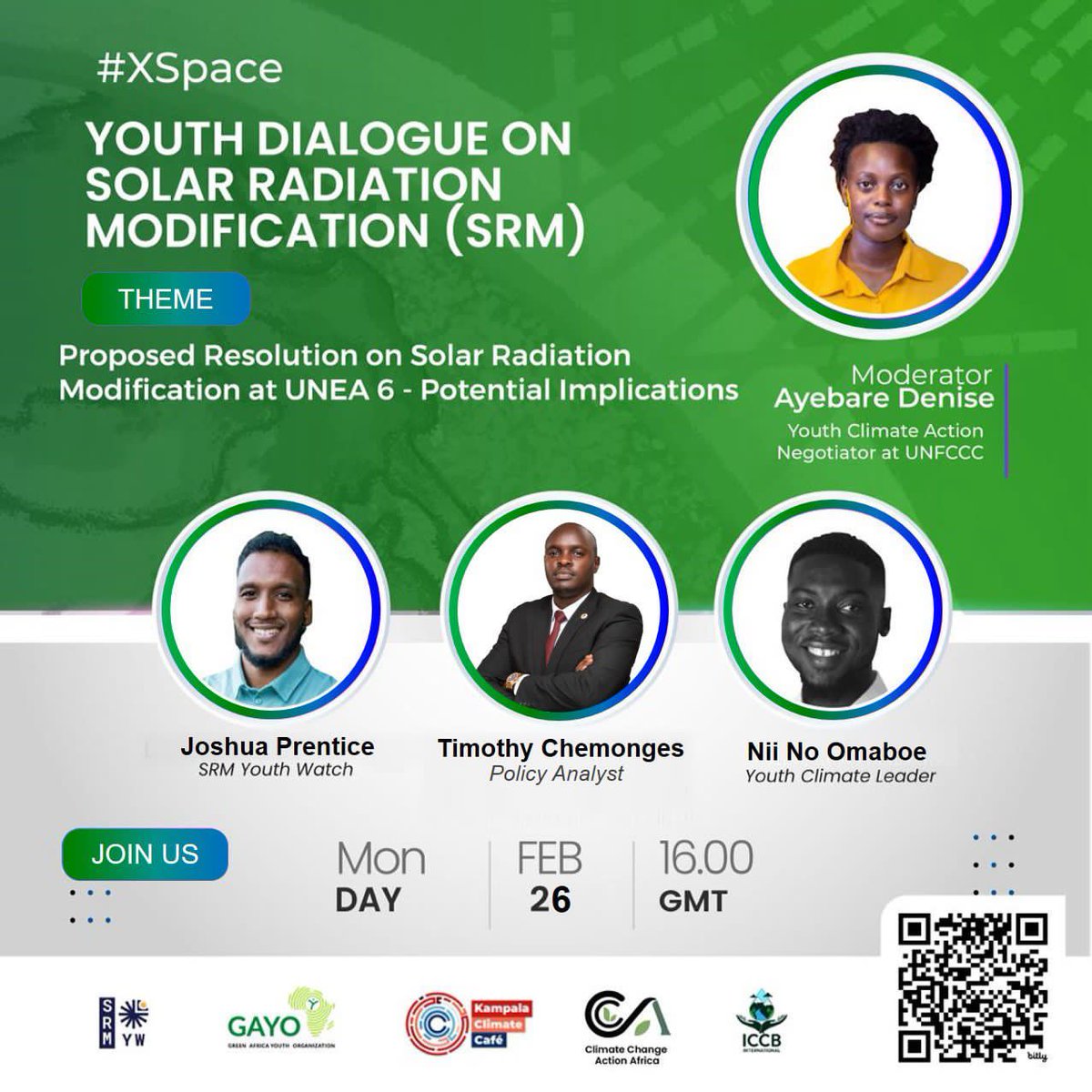 ICYMI: The 6th session United Nations Environment Assembly, #UNEA6 is commenced yesterday in Nairobi, Kenya.

Join @srmyouthwatch at 7pm EAT as they discuss resolutions of Solar Radiation Modification and their impact

Join the conversation via  #SRMAfrica
x.com/srmyouthwatch/…