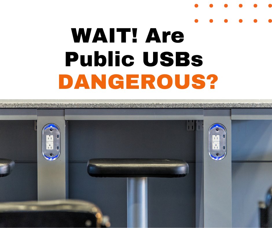 CapstoneITFL's tweet photo. Are airport and other public USB charging stations dangerous?

Cybercriminals can use a tactic called ‘juice jacking’ which installs malware onto your device while you’re while using a public USB station to charge it.

Stay away from public USB ports of any size if possible. https://t.co/s3MTiqixy8
