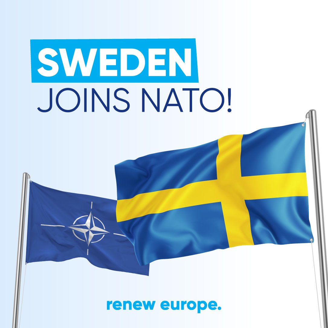 Välkommen Sverige - Welcome Sweden! Today, the Hungarian Parliament finally approved Sweden's bid to join #NATO. @NATO membership for Sweden is a huge step forward for European security. Let's grasp this momentum to reform & enhance collective security & defence at EU level!