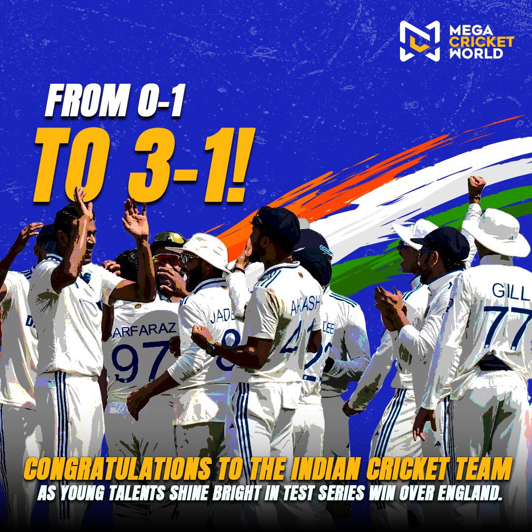 mcworldsocial's tweet image. Rising stars shine bright! ✨

Congratulations to the Indian Cricket Team for their sensational 3-1 series win against England. 

#bazball #INDvsENG #INDvENGTest #INDvENG #IndiaVsEngland #teamindia  #rohitsharma #dhruvjurel #benstokes #brendonmccullum #YashasviJaiswal #ViratKohli