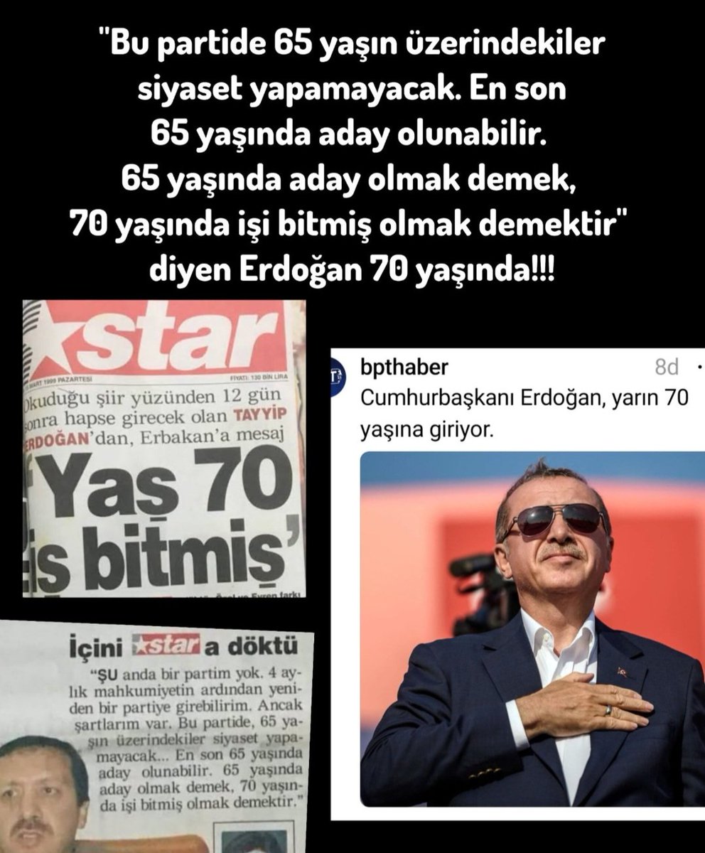 “Allah insanı iddiasından vurur!'

Erdoğan, Erbakan için 'yaş 70 iş bitmiş' diyeli 25 yıl, 70 yaşına gireli birkaç saat oldu
#CumhurunReisi70yaşında