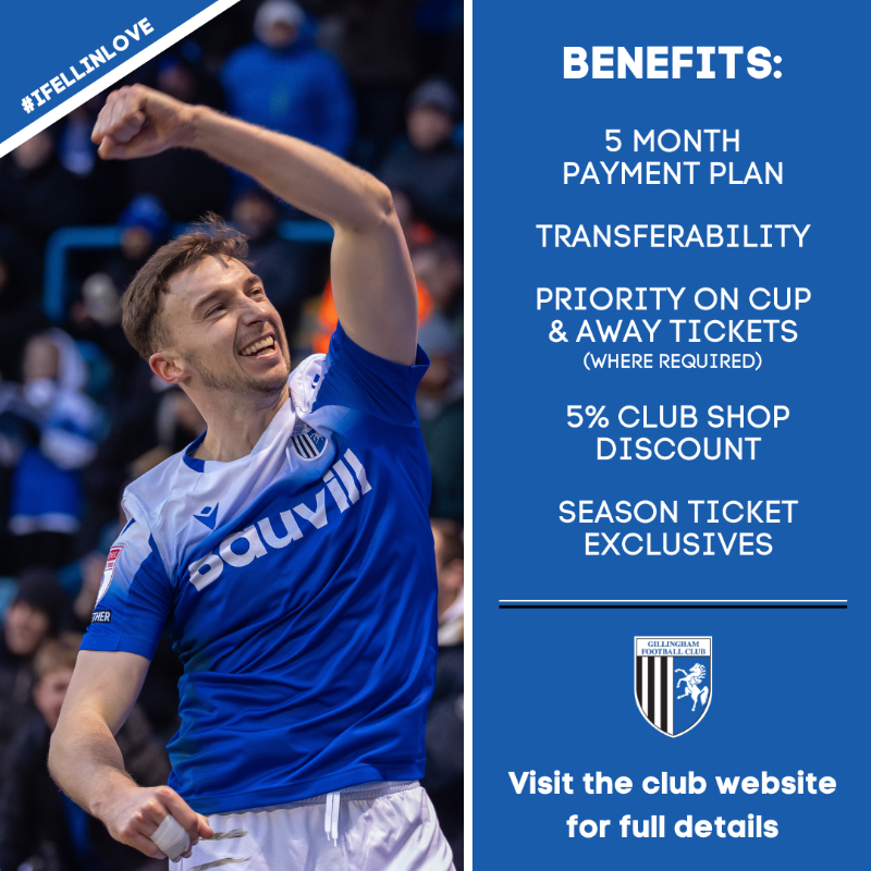 TheGillsFC's tweet photo. Season Tickets | 2024/25

We want more of you with us than ever before 🔵⚪️

#Gills #Ifellinlove