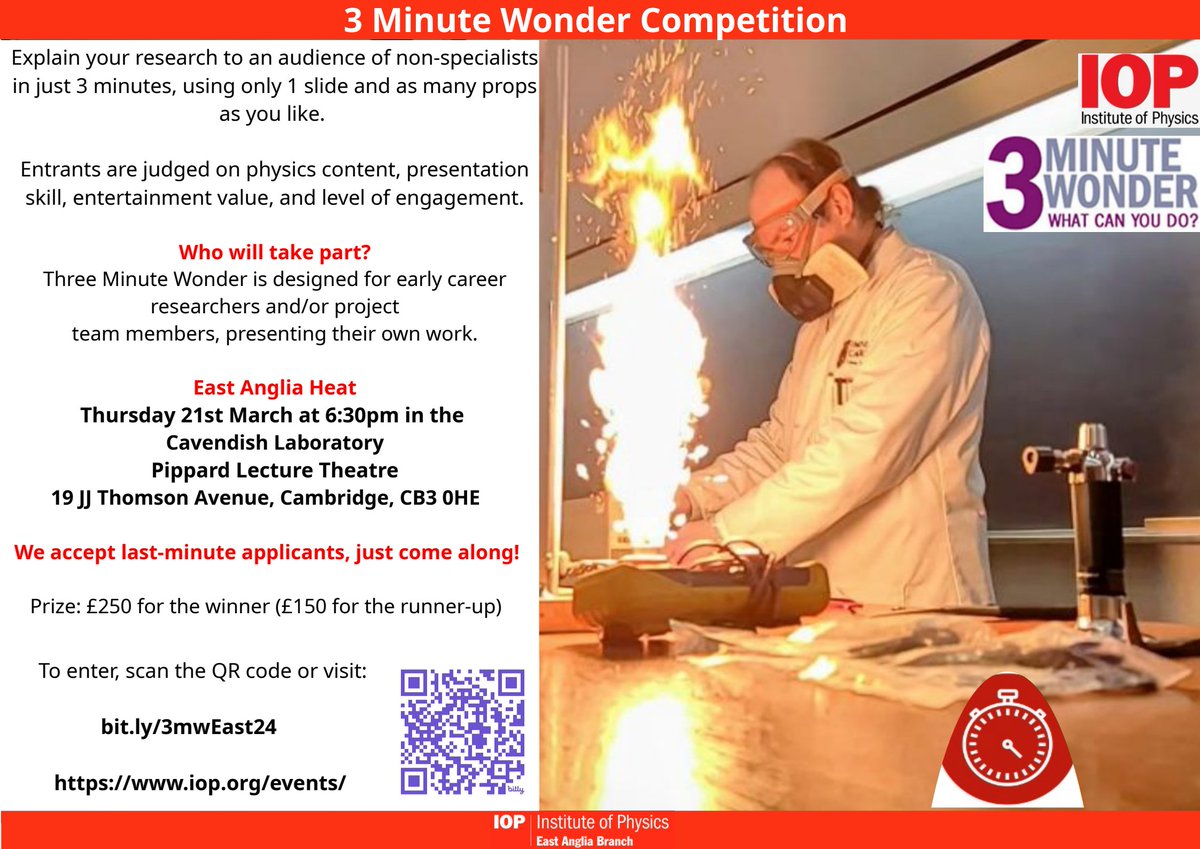 EAB Heat 21 March 2024

3MW challenges researchers working on physics-related problems in academia, business or industry to explain their work in just three minutes

More info and register: iop.org/events/3-minut…

<a href="/PhysicsNews/">Institute of Physics</a> <a href="/PhysicsWorld/">Physics World</a>