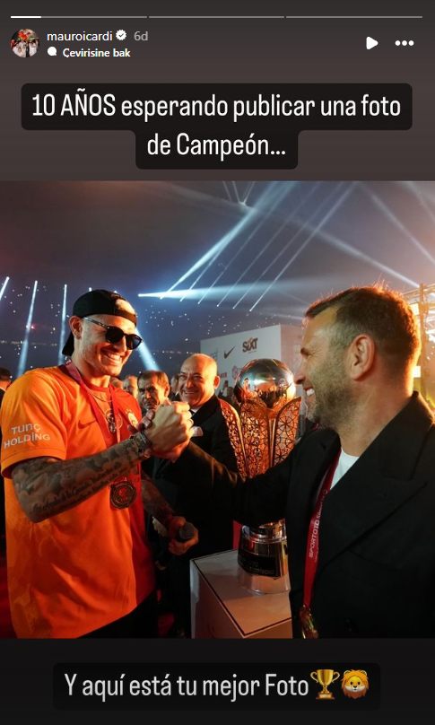 Mauro Icardi: "10 yıldır bir şampiyonluk fotoğrafı paylaşmayı bekliyorsunuz."