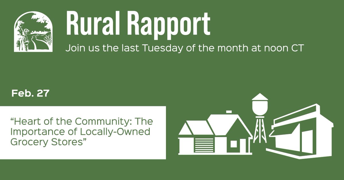 Join us Tuesday for our monthly #RuralRapport. We’ll be joined by Mitchell Schlegelmilch and Tom Mulholland to discuss the importance of locally owned #grocerystores and efforts by #Nebraska and #Iowa lawmakers to pass legislation to provide grant and/or loans to assist them.