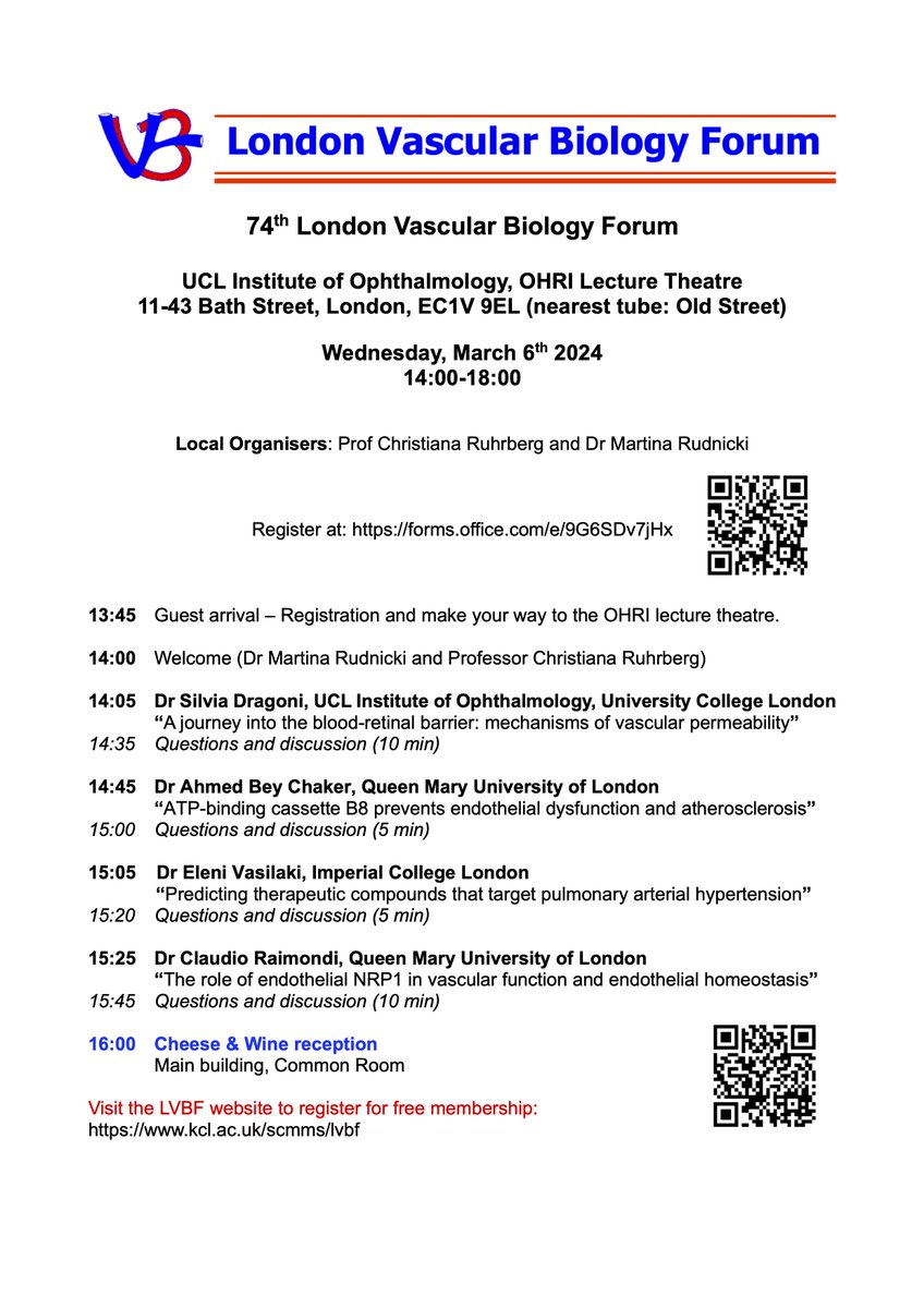 Please join us on 6th March 2024 @UCLeyefor talks from ECRs and PIs followed by a wine and cheese reception, all for free due to <a href="/lvbforum/">LVBF</a>.