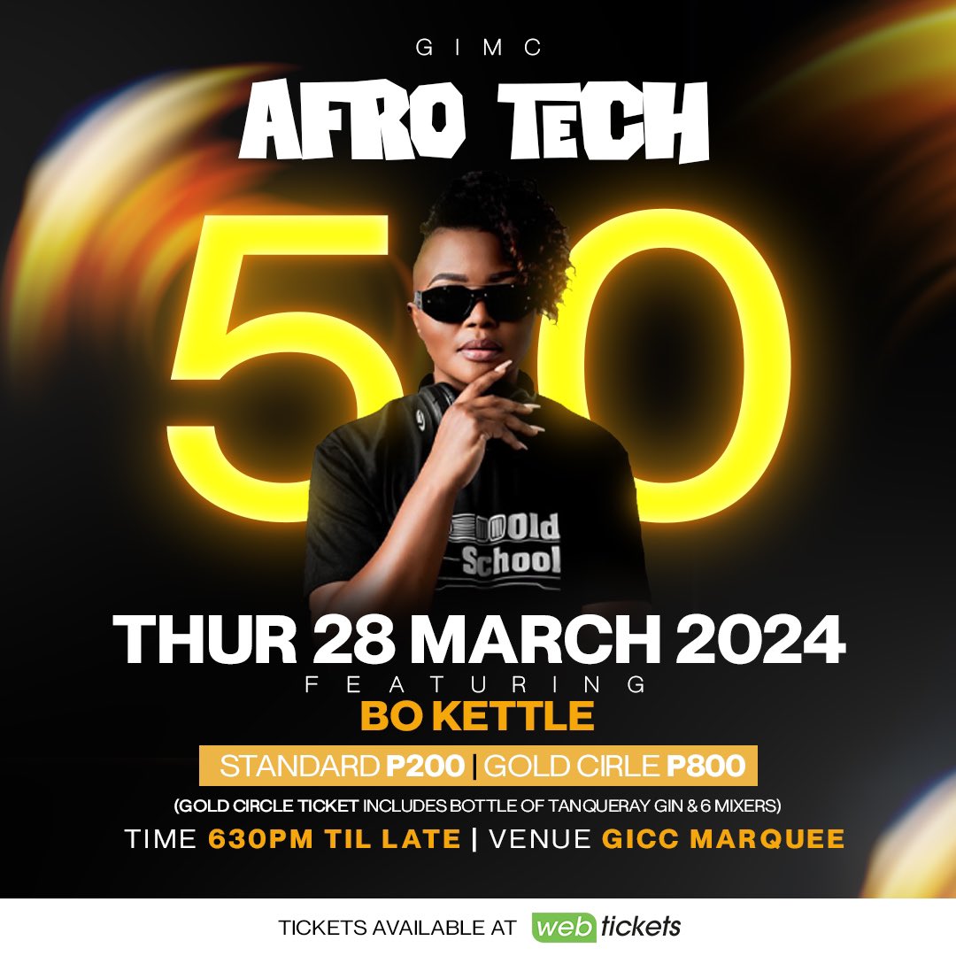 Gimc Afro Tech 5.0, first phase line up with Hapex Guru, Dj Lexx, Bo Kettle, Thur 28 March 2024.

#Gimc
#PitsoYaBoLesome