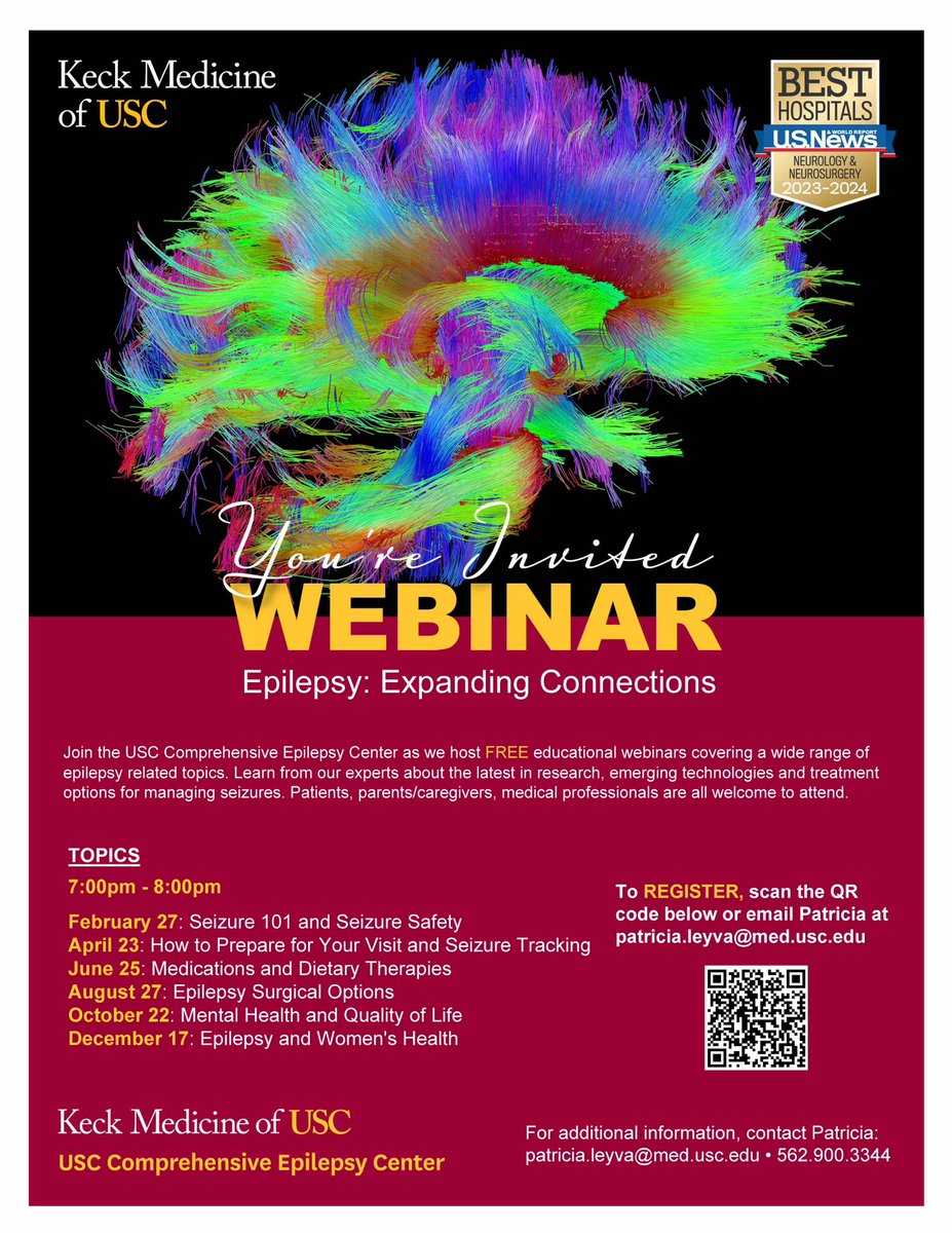 USC Neurosurgery on X: We hope you can join us in learning more about  epilepsy! Starting Feb 27th, Keck Epileptologists will launch a series of  educational webinars for patients and caregivers. Register