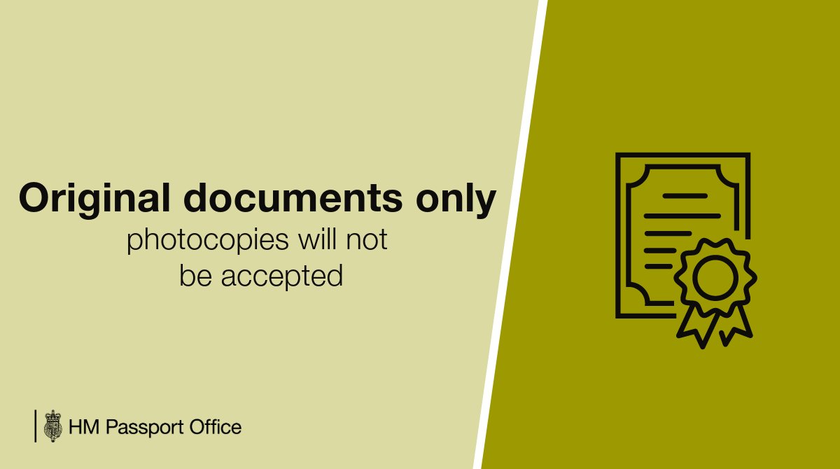 You must send original birth or marriage certificates. Photocopies are not accepted. If you can't find them, for births or marriages in England or Wales you can order further certificates here: ↪️ gov.uk/order-copy-bir…