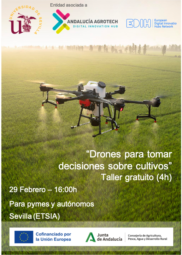 CTAndaluciaENG's tweet image. 🤔Did you know that thanks to #drones you can obtain images and data that will save you time and costs in #crops?
🕹Do you want to learn how to use this #beneficial #free #tool? Our #EUproject @DIHANdAgrotech organizes free workshops for SMEs and the self-employed