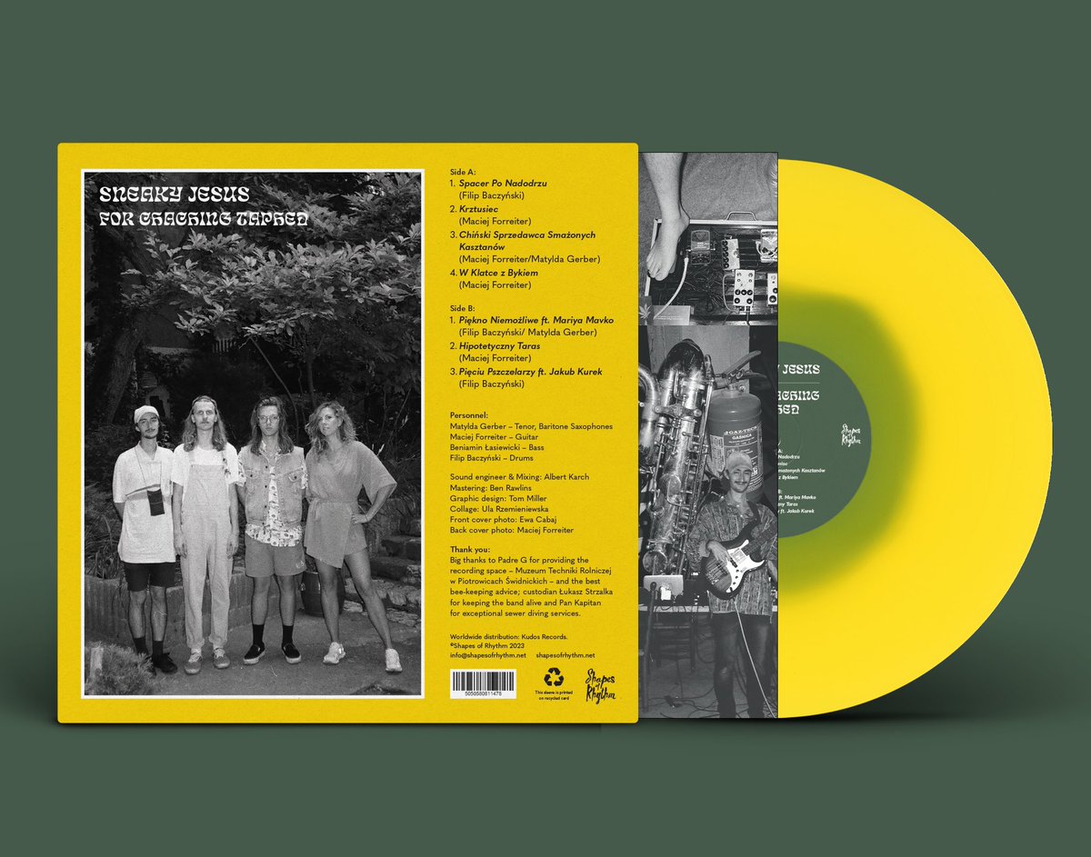 If you missed out on the long sold out coloured vinyl of sneaky jesus’ For Chaching Taphed LP, then this is for you. We made a very small warehouse find of a handful of copies. Going up on our Bandcamp for their original price this week. Keep em peeled! shapesofrhythm.bandcamp.com