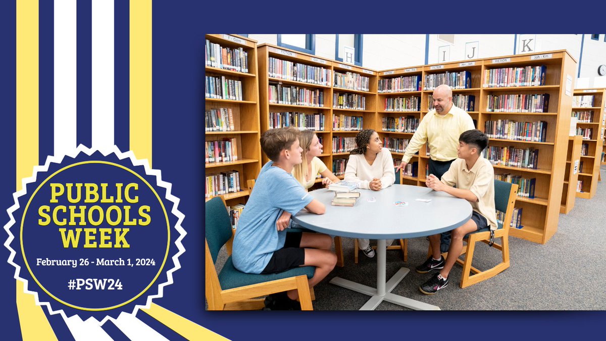 🎓 Celebrate the heart of our communities—our public schools! Join us in recognizing Public Schools Week, Feb. 26 - March 1, 2024. Let's showcase the amazing work happening in our schools! ❤️📚 #PSW24 #PublicSchoolProud bit.ly/3wbpvY5