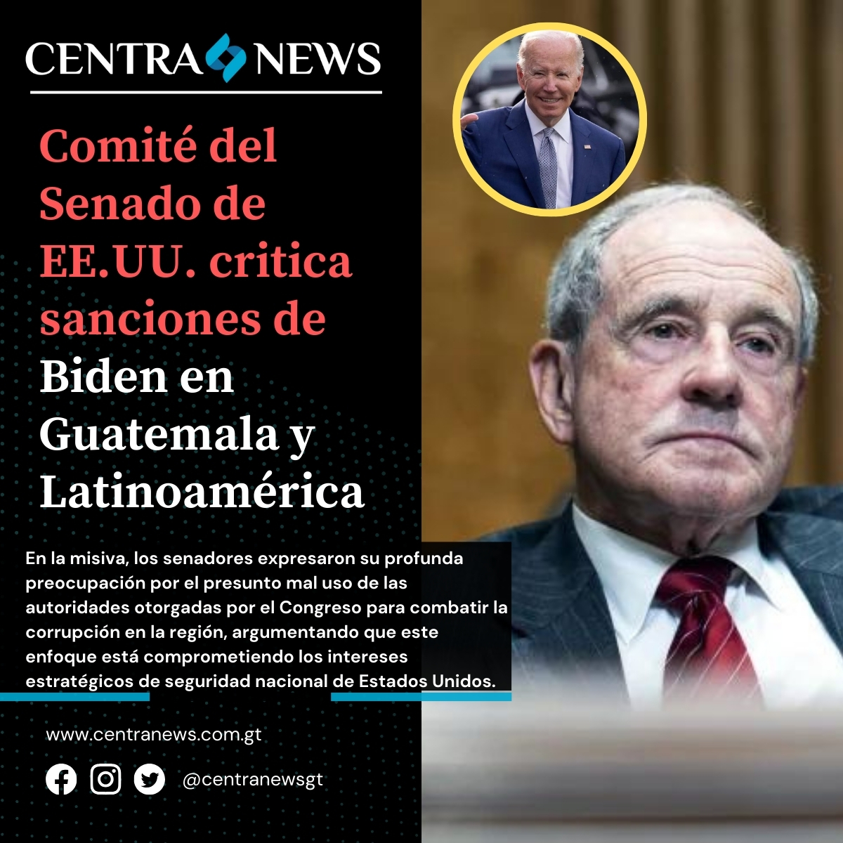 🇺🇸 🇬🇹 #EEUU | Miembros del comite de relaciones exteriores del Senado de EE.UU. señalan los abusos de las sanciones de Biden contra Guatemala y Latinoamérica. ➡️ Entérate aquí: lc.cx/DLThJS #AHORA #URGENTE #Noticias