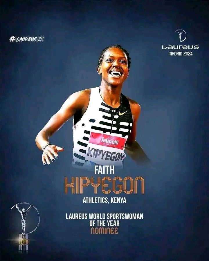 Congratulations 🎉 Multiple world champion and double world record holder Faith Kipyegon has been nominated for the coveted Laureus Sportswoman of the year awards. @WorldAthletics DCI Juja Charlene Ruto Pastor Ezekiel Chelsea Clout