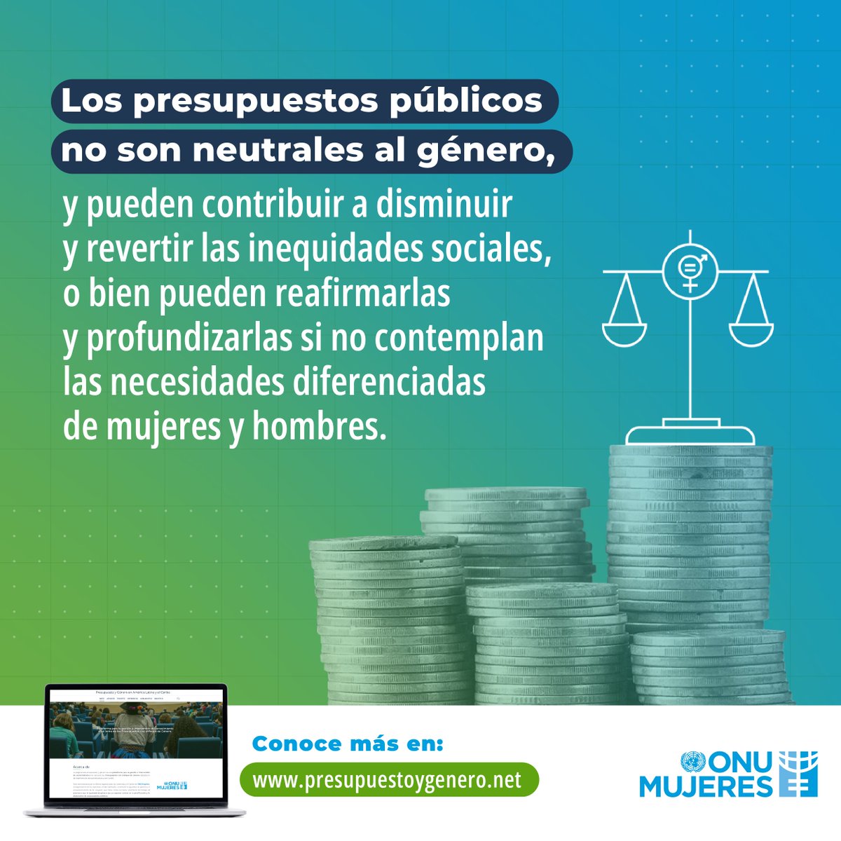 ONUMujeres's tweet photo. Los presupuestos públicos no son neutrales al género, pueden contribuir a disminuir y revertir las inequidades sociales o reafirmarlas y profundizarlas si no contemplan las necesidades diferenciadas de mujeres y hombres. ​
Conoce más:
https://t.co/cV6Q1ad6ia​
#PresupuestoYGénero https://t.co/flDHxpbnoJ