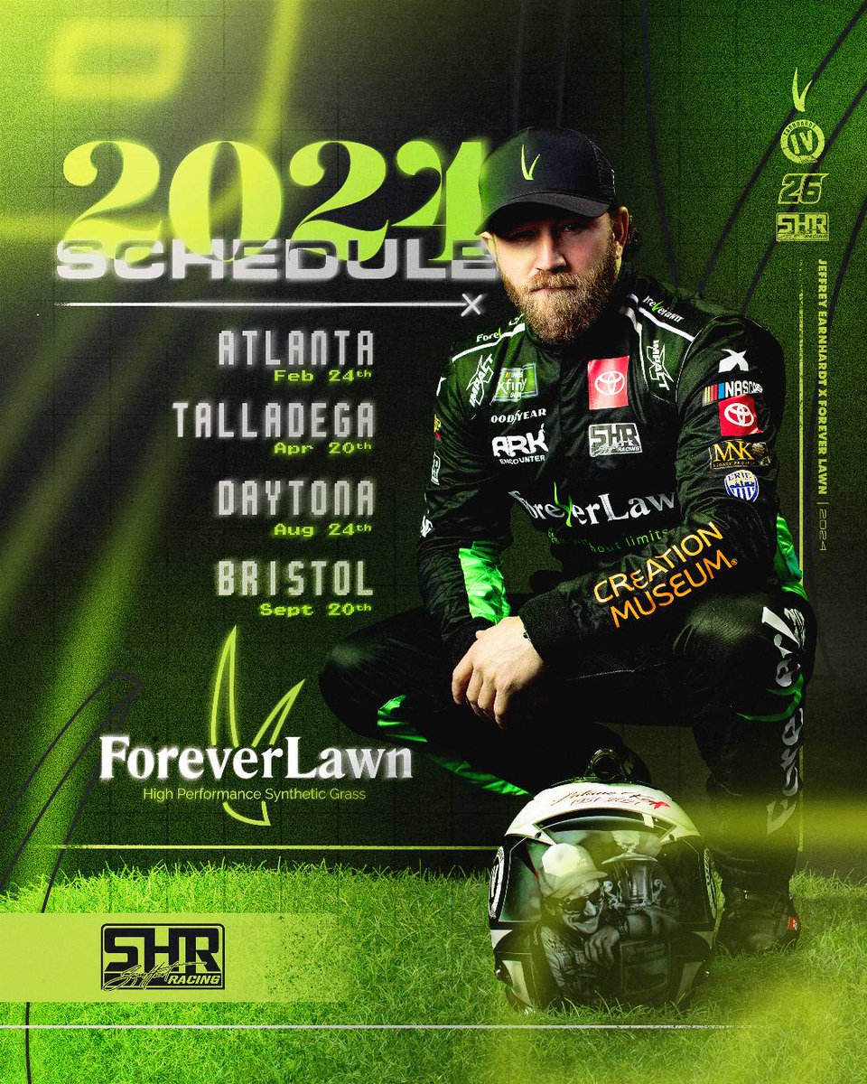 Our first weekend of the season has come and gone. We’re excited to have Jeffrey Earnhardt return to Team Sam Hunt Racing for three more races in 2024. Time to #MashTheGrass! 🏁 #BlackAndGreenGrassMachine #SamHuntRacing #JeffreyEarnhardt #Earnhardt #NASCAR #Xfinity #ForeverLawn