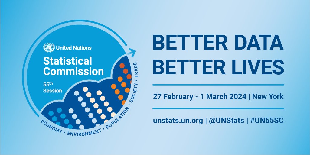UNDESA's tweet image. Chief statisticians from 120+ countries will meet at #UN55SC.

They have a packed agenda, including data &amp;amp; indicators for the #GlobalGoals, #NationalAccounts &amp;amp; the #FundamentalPrinciples.

🔗unstats.un.org/UNSDWebsite/st…
📺webtv.un.org

💬#BetterDataBetterLives