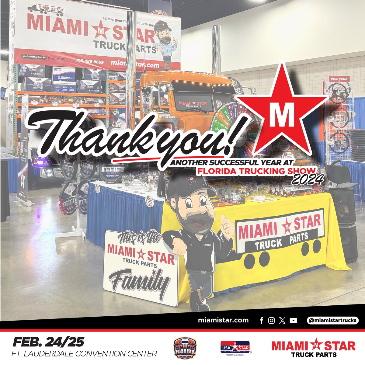 MiamiStarTrucks's tweet photo. THANK YOU for spending your time visiting our Booth 129 at @floridatruckingshow 🚚We hope that you had a good time and enjoyed your visit. Congratulations to all THE WINNERS!!! #TRUCKSHOW https://t.co/DnRUBsxzZZ