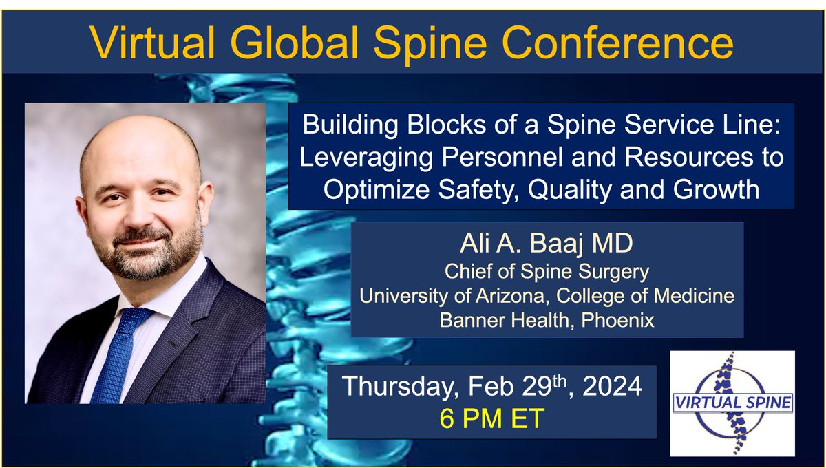 Taking a break from clinical/technical topics this week on @virtualspine and sharing thoughts on planning and executing robust academic spine service lines: Building blocks, challenges, and strategies to optimize multi-D health system spine programs. Join us this Thursday.