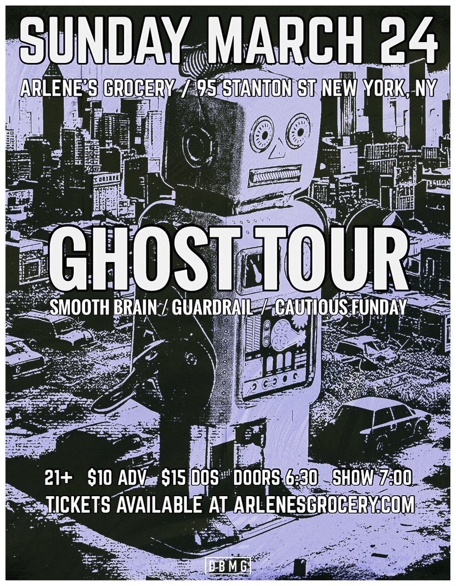 SmoothBrainBand's tweet photo. Hometown show announcement! We’ll be at Arlene’s Grocery on Sunday 3/24 with @GuardrailSucks, @GhostTourRocks, and @CautiousFunday 🕺💃 tickets available now down there ⬇️🧠 https://t.co/TzAp7w5Wbi