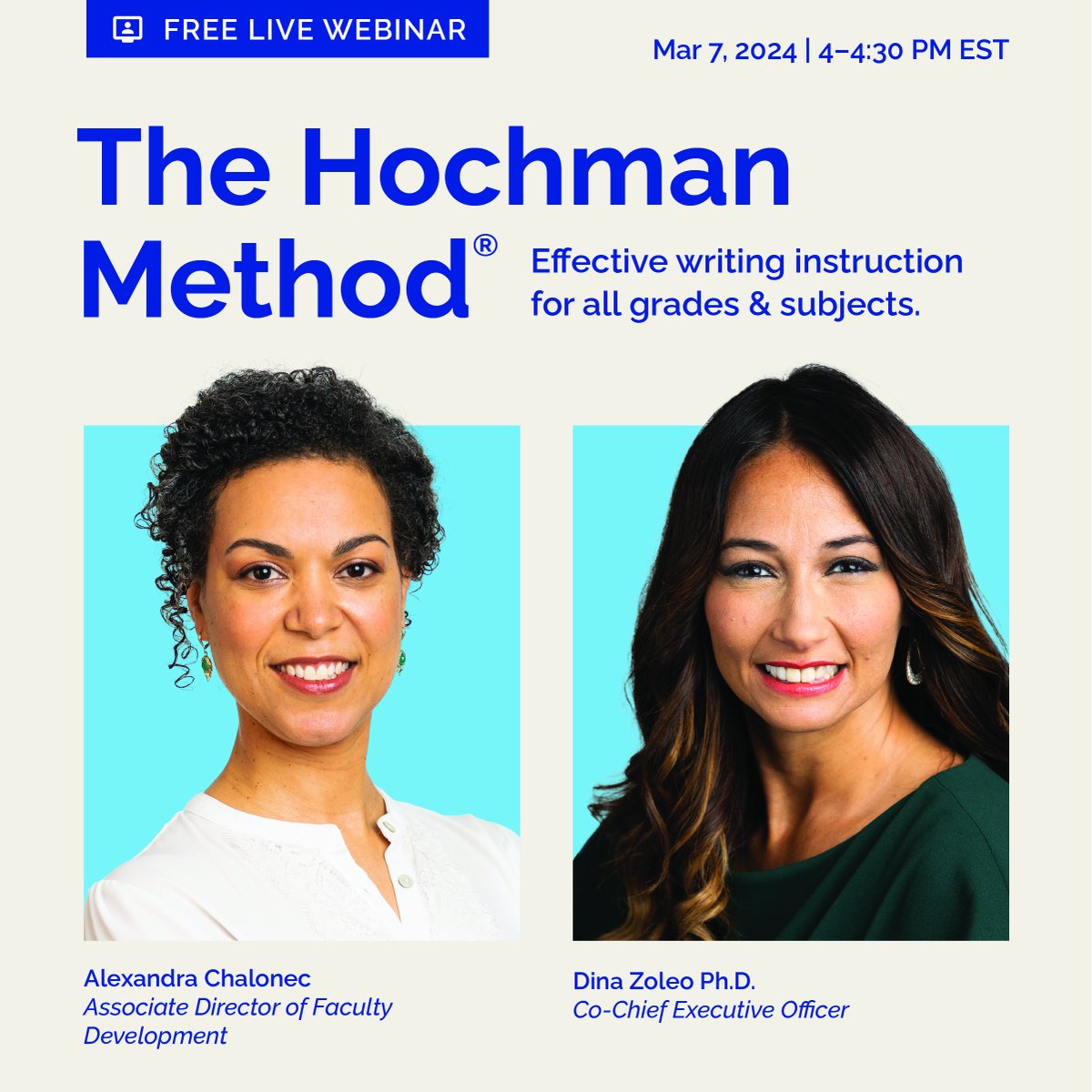 You're invited to join a webinar on March 7 at 4pm. The Writing Revolution will provide an overview and practice with the Hochman Method, an approach to explicit writing instruction. bit.ly/4bEpM5N #k12 #TEACHers #education #schools