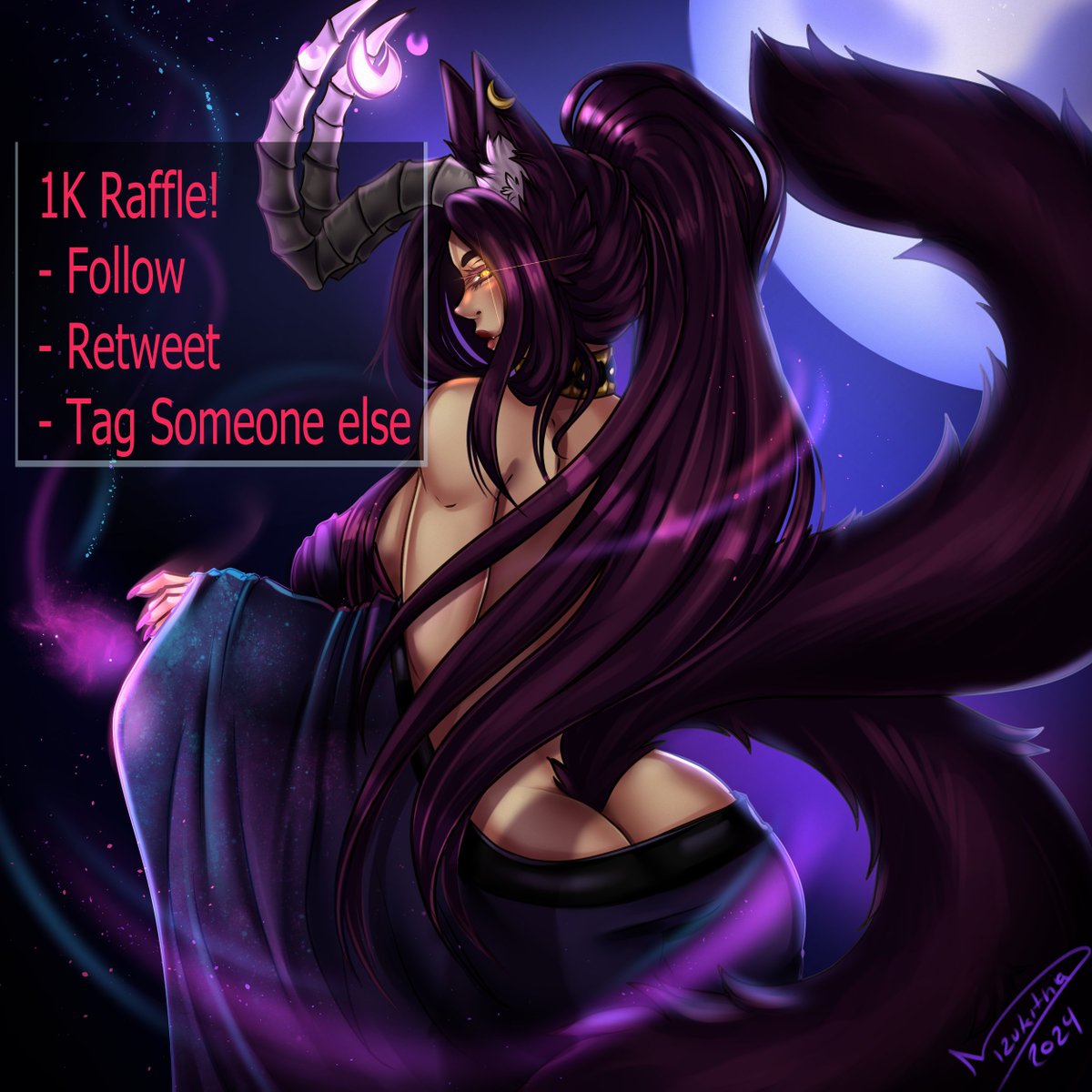 Thanks you everyone For helping me reach 1K <3 

In this occasion You can win an art From me :3 

Price: 1 Full rendered Art of your OC

To Enter: 

- Follow me 
- Retweet ( don'T quote it won't register if you do that) 
- Tag a Friends and Let me know What you would want <3 

<3
