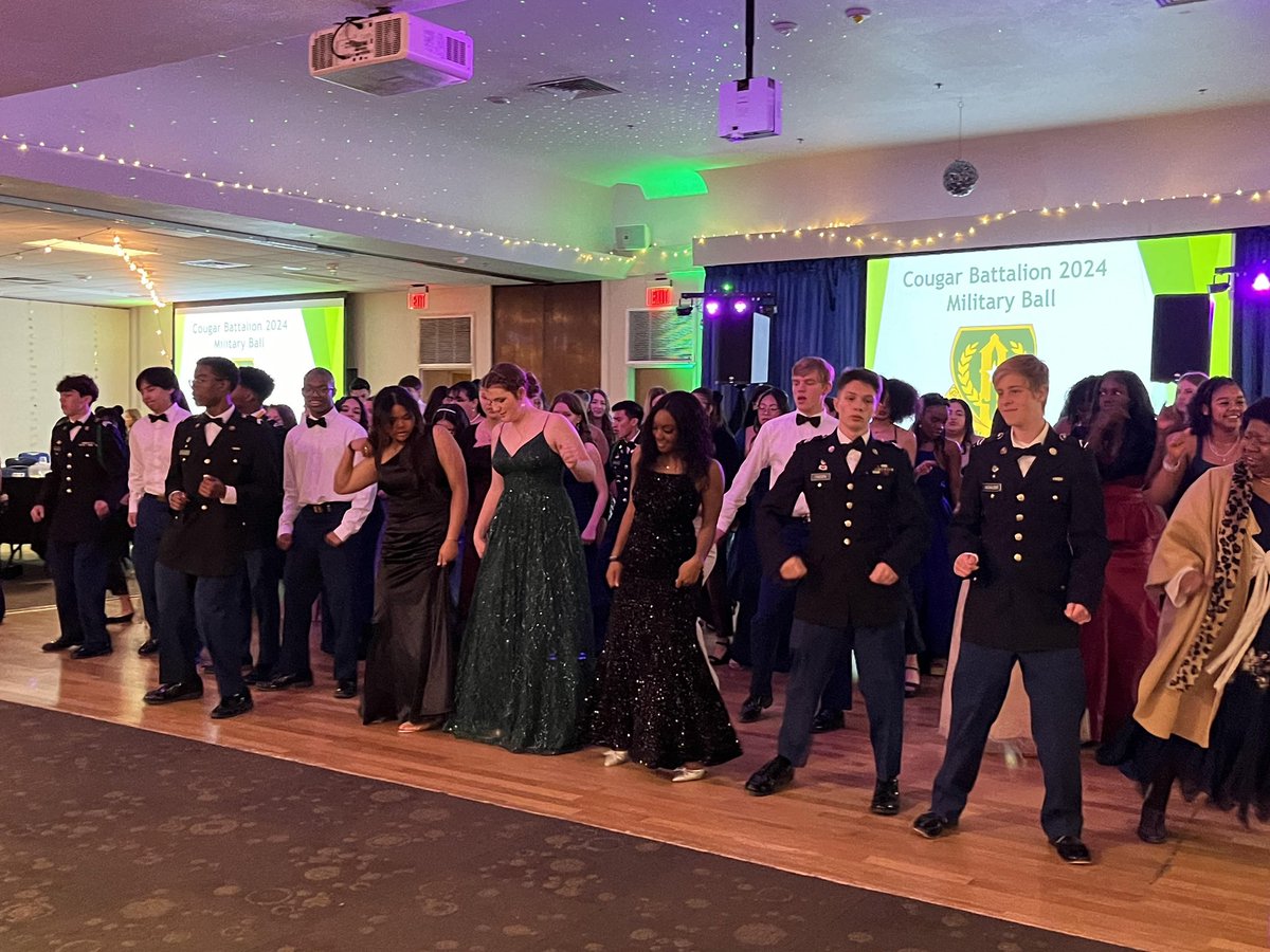 Cadets hit the dance floor after the formal portion of the Military Ball, enjoying  music and camaraderie.