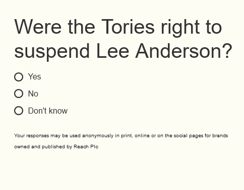 Express poll needs more input.

The link below takes you directly to the poll, bypassing the main site, so you won't boost their ad revenue.

Ignore the request for an email address. It's optional.
xd.wayin.com/display/contai…