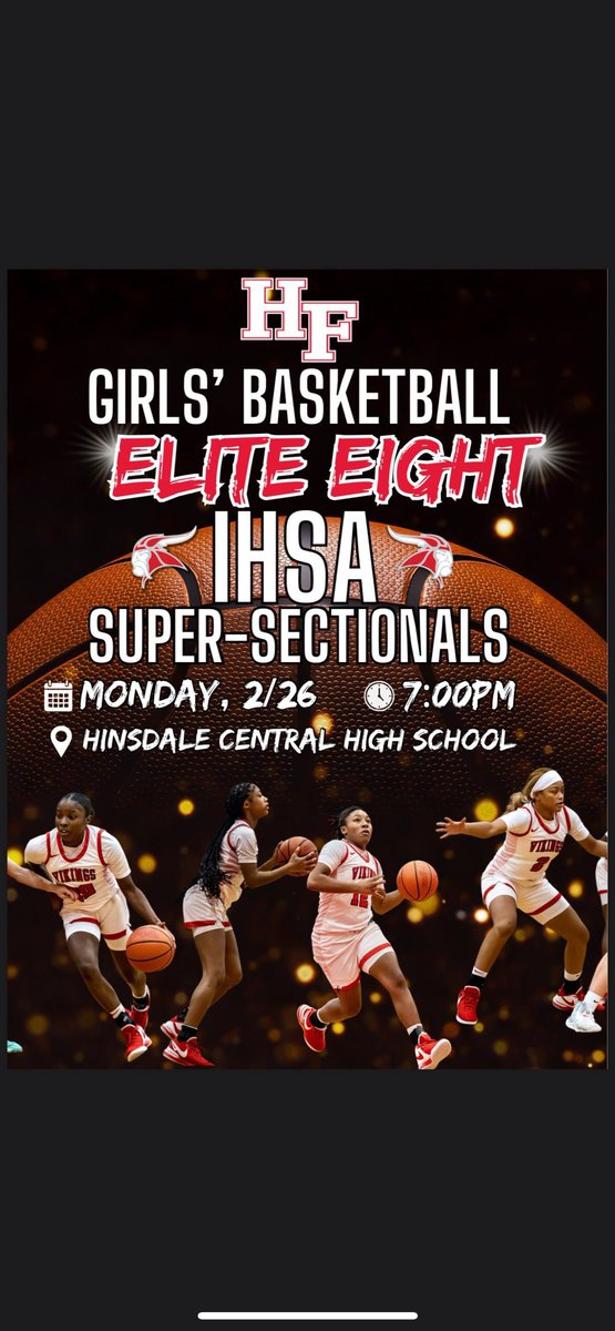 Girls Basketball Super Sectionals TONIGHT ‼️ In case yall didn’t know, we’re rocking 💛🖤 for @MCHSWBasketball And we’re rocking ❤️🖤 for @HF_GirlsBball Because they belong to us..💯💯 Spartans vs Hornets at Hinsdale South @7PM gofan.co/event/1394874?… Lady Vikings Vs…