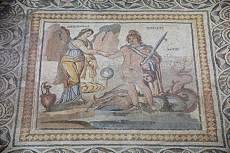 #MosaicMonday - Princess Andromeda with Perseus, who is holding the head of Medusa. The mosaic is from the 'House of Poseidon' in Zeugma, Turkey, 2nd–3rd century AD.