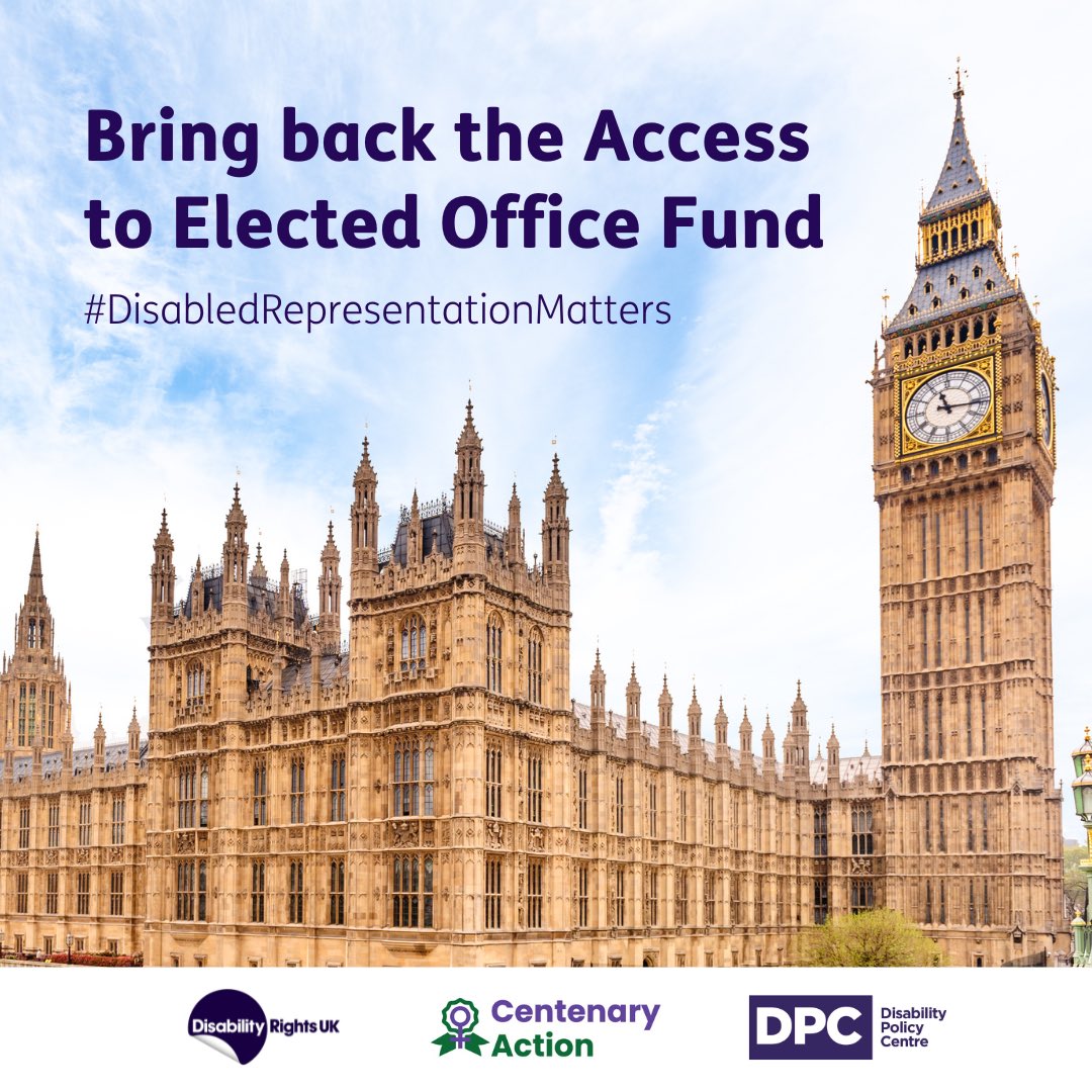 1/5 people have a disability - yet only 5/650 MPs register as disabled. 📢 I support @DisRightsUK @DisPolCentre @CentenaryAction in call for reinstatement of Access to Elected Office Fund. Need funding in place for #GeneralElection2024 . #DisabledRepresentationMatters