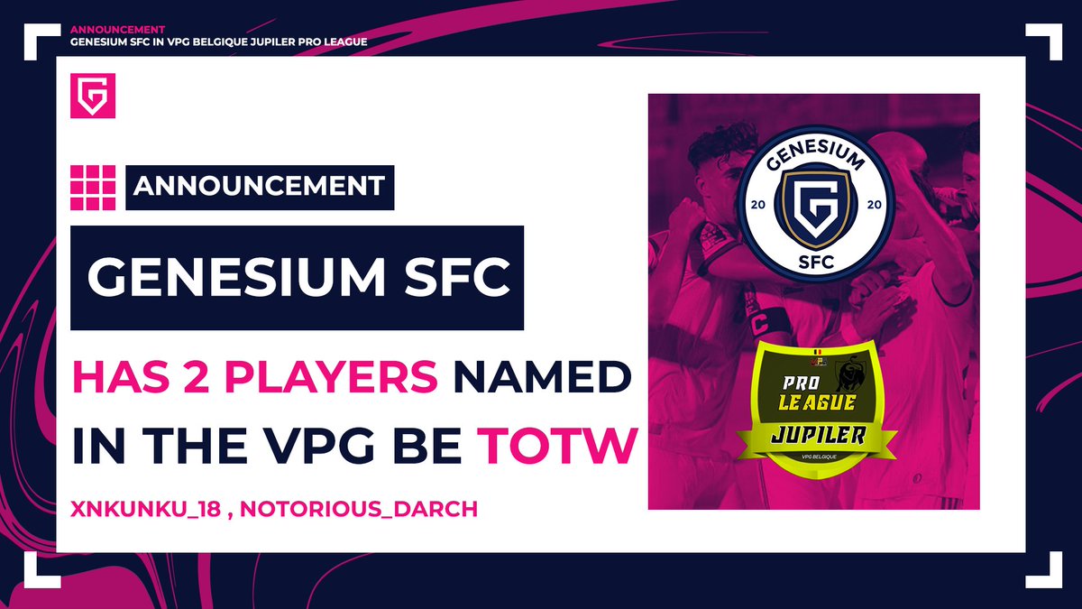 Genesium SFC β½ (@genesiumsfc) on Twitter photo π FΓ©licitations Γ nos 2 joueurs β½ pour leur nomination dans la TOTW de la semaine π
en VPG π§πͺ
~ <a href="/xNkunku_18/">NKUNKU π</a> β Milieu de terrain
~ <a href="/NOTORiOUS_Darch/">NOTORiOUS_Darch</a> β Milieu de terrain
<a href="/belgique_vpg/">VPG BELGIQUE π§πͺ</a> π€
<a href="/TeamGenesium/">Genesium</a> #WhereItBegins πΎ π FΓ©licitations Γ nos 2 joueurs β½ pour leur nomination dans la TOTW de la semaine π
en VPG π§πͺ
~ <a href="/xNkunku_18/">NKUNKU π</a> β Milieu de terrain
~ <a href="/NOTORiOUS_Darch/">NOTORiOUS_Darch</a> β Milieu de terrain
<a href="/belgique_vpg/">VPG BELGIQUE π§πͺ</a> π€
<a href="/TeamGenesium/">Genesium</a> #WhereItBegins πΎ