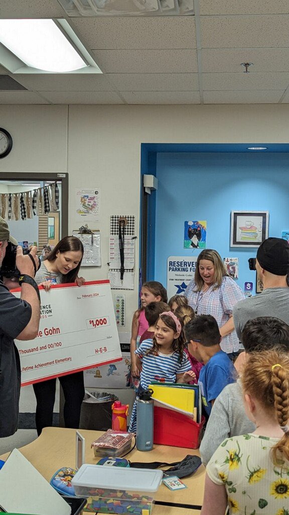 Congratulations to our very own, Ms. Gohn!! Ms. Gohn has been named an H-E-B Excellence in Education San Antonio Region Lifetime Achievement finalist! Ms. Gohn will receive $1,000 and a $1,000 check for Fabra! The winners will be announced on Sunday, May 5th!